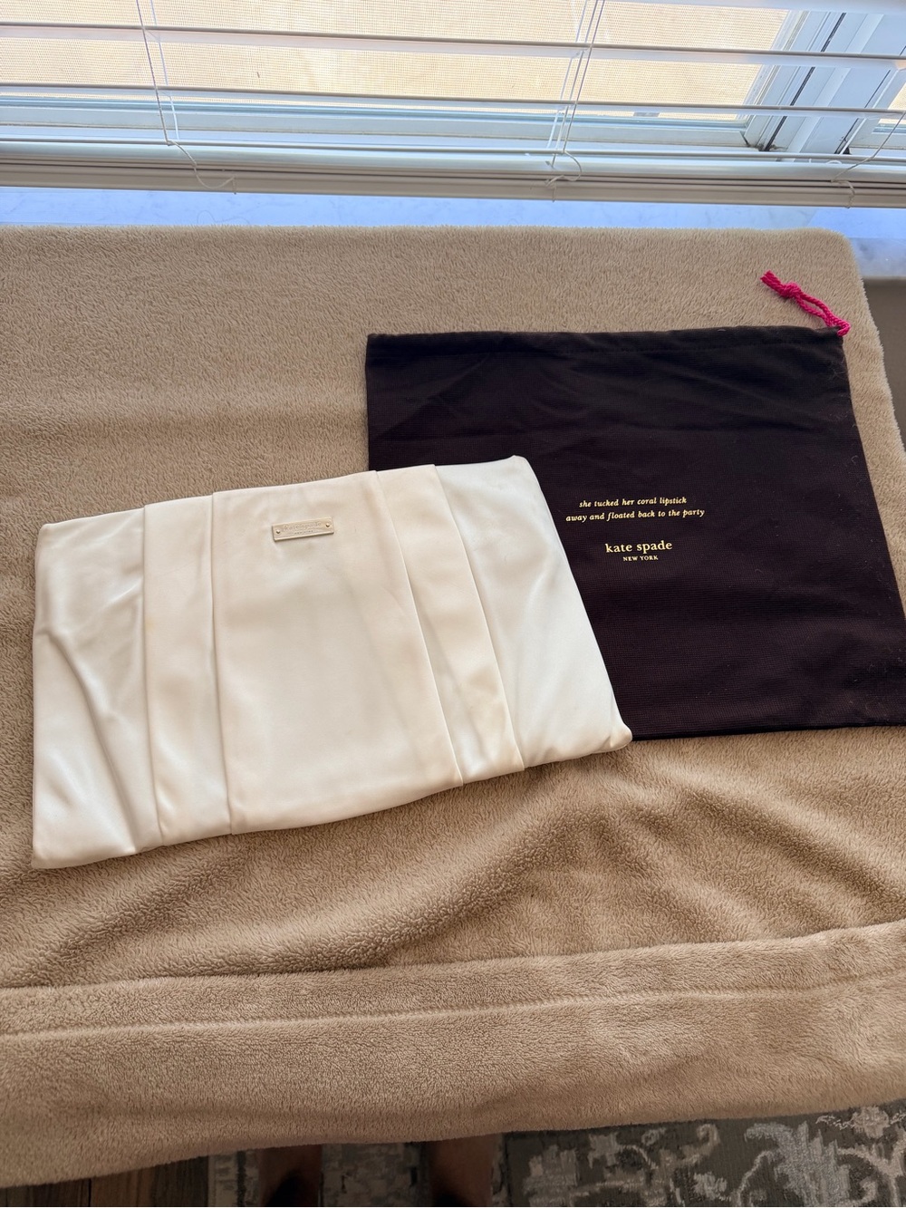 kate spade satin wedding Belles Pleated Clutch ivory
